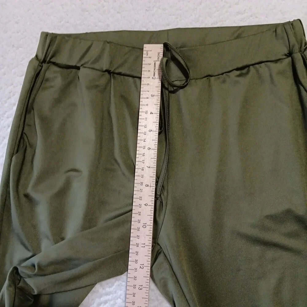 Women’s XL 3pc Loungewear Set Matching Olive Green Tank, Jogger, and Midi Duster